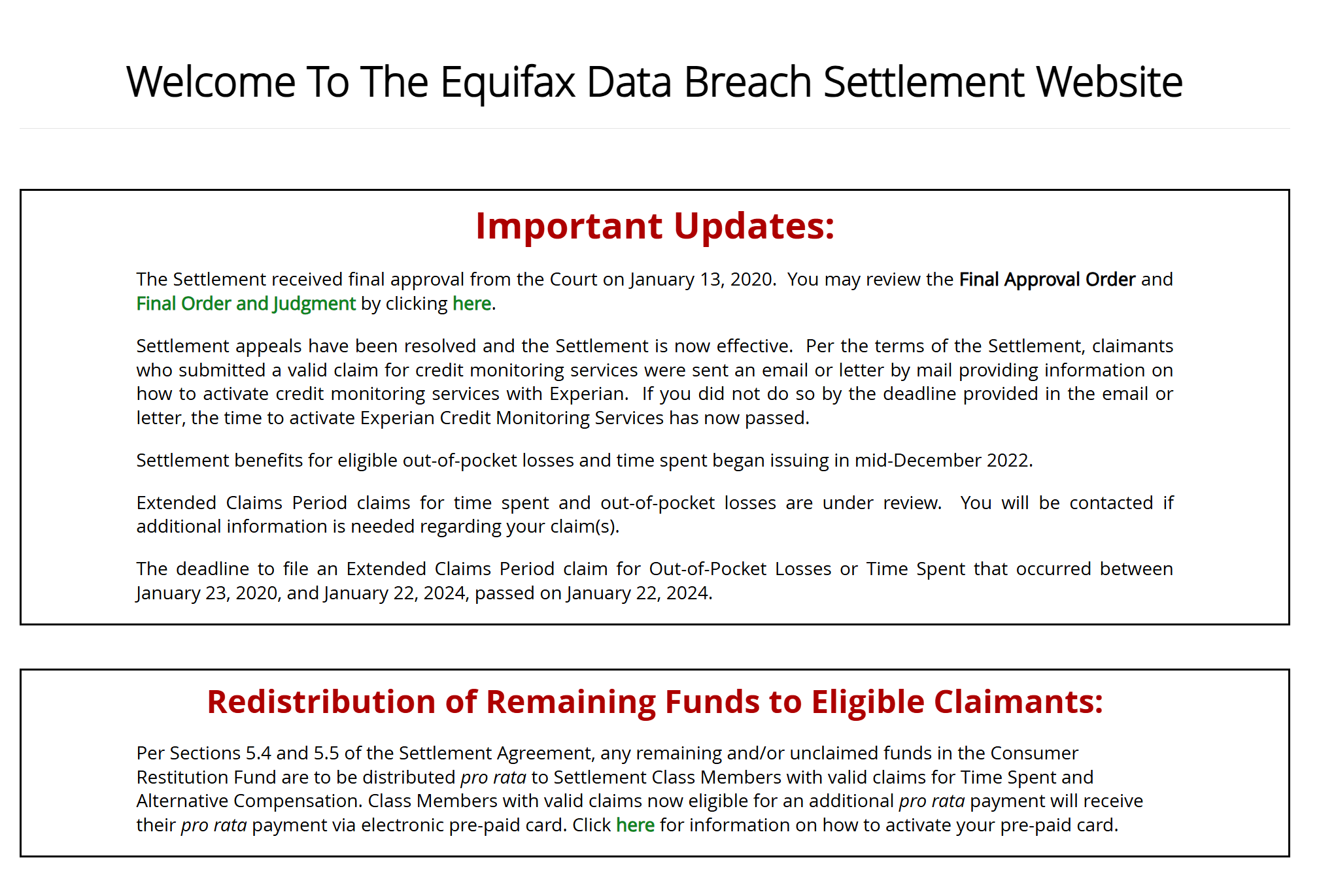 Equifax Data Breach Settlement Website