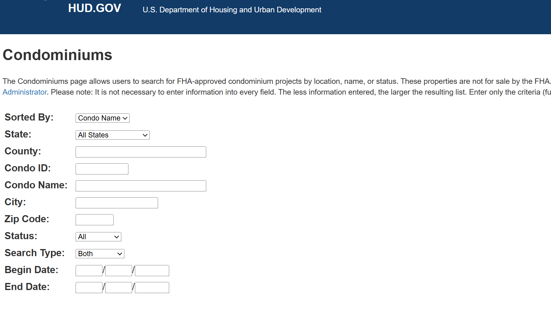 FHA Lookup - Condo Financing